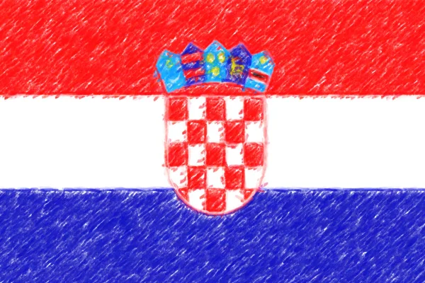 Flag of Croatia background o texture, color pencil effect. — Stock Photo, Image