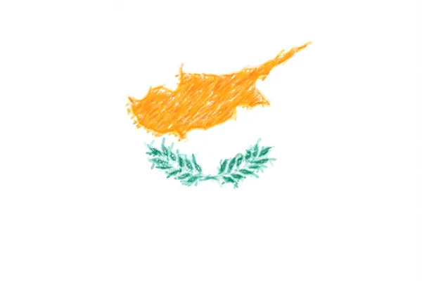 Ciprus háttér o textúra, színes ceruza hatás zászlaja. — Stock Fotó