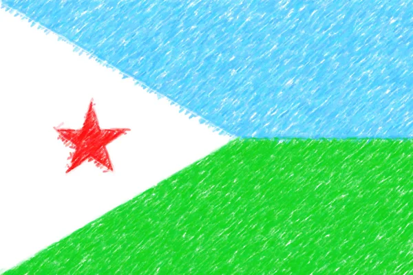 Flagge von Dschibuti Hintergrund o Textur, Farbstift-Effekt. — Stockfoto