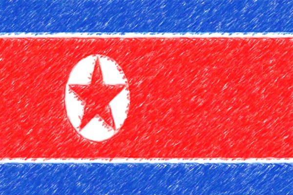 Bandeira de DPR Korea fundo o textura, efeito lápis de cor . — Fotografia de Stock