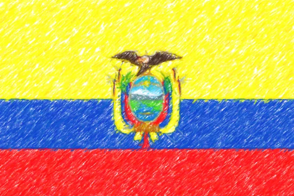 Flag of Ecuador background o texture, color pencil effect. — Stock Photo, Image