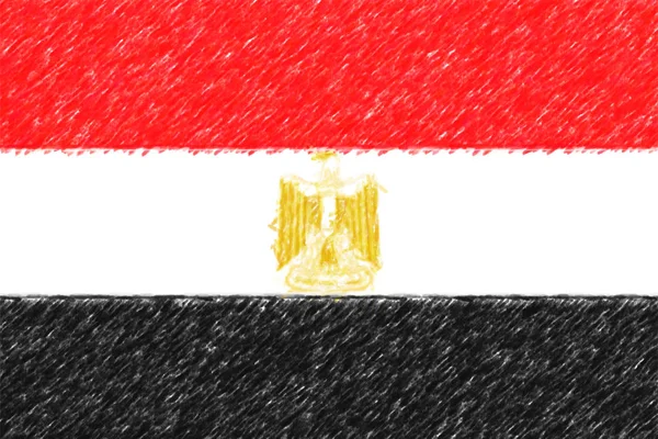 Flag of Egypt background o texture, color pencil effect. — Stock Photo, Image