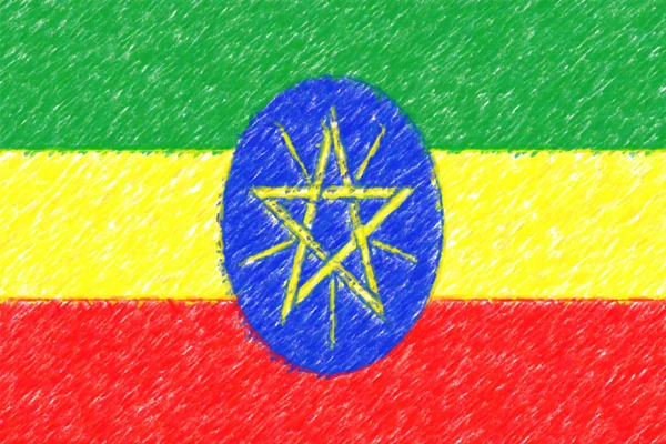Bandera de Etiopía fondo o textura, efecto lápiz de color . — Foto de Stock