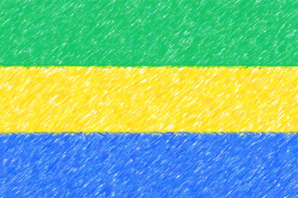 Bandera de Gabn fondo o textura, efecto lápiz de color . — Foto de Stock