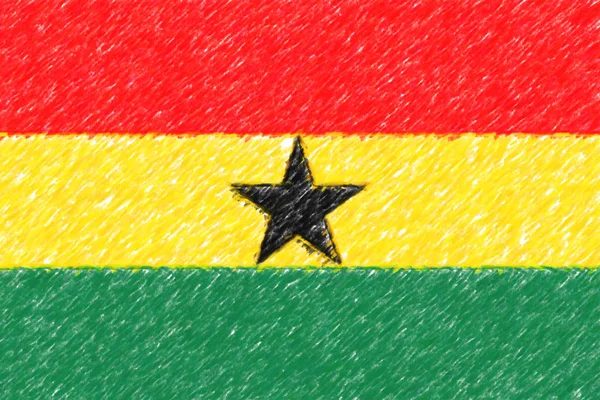 Ghána háttér o textúra, színes ceruza hatás zászlaja. — Stock Fotó