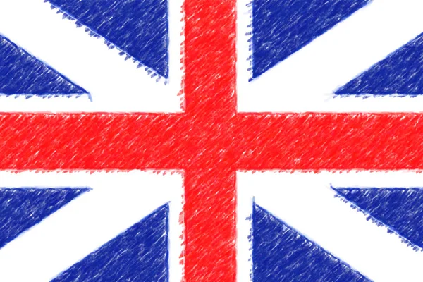 Bandera de Gran Bretaña fondo o textura, efecto lápiz de color . —  Fotos de Stock