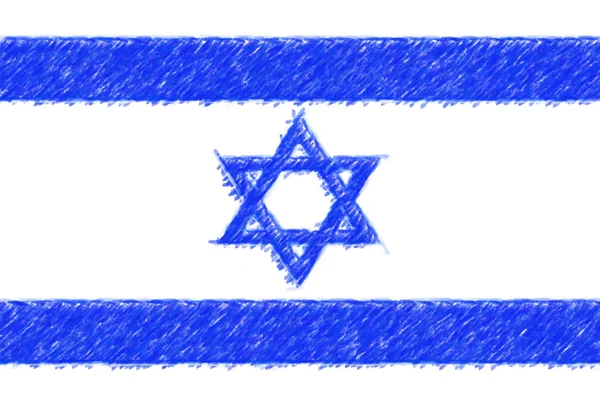 Bandeira de Israel fundo o textura, efeito lápis de cor . — Fotografia de Stock