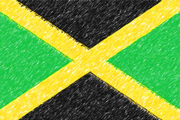 Vlajka Jamajky pozadí o textury, barevná tužka efekt. — Stock fotografie