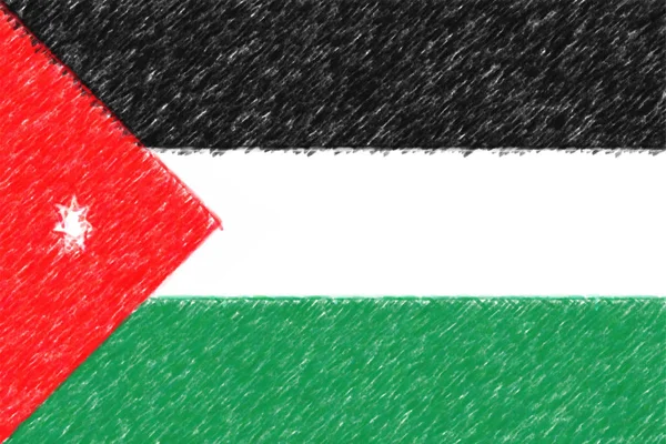 Bandera de Jordania fondo o textura, efecto lápiz de color . — Foto de Stock