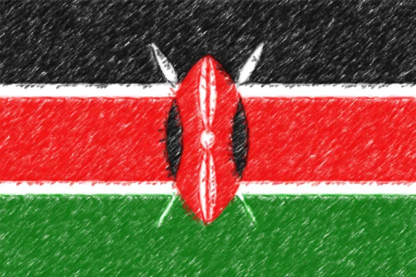 Bandiera del Kenya sfondo o texture, effetto matita di colore . — Foto Stock