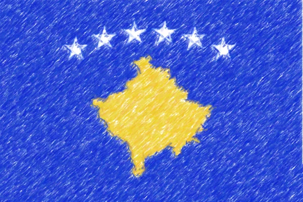 Flagge von kosovo Hintergrund o Textur, Farbstift-Effekt. — Stockfoto