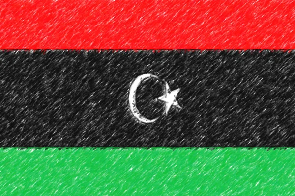 Bandera de Libia fondo o textura, efecto lápiz de color . —  Fotos de Stock