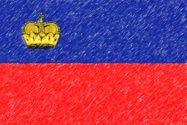Bandeira de Liechtenstein fundo o textura, efeito lápis de cor . — Fotografia de Stock