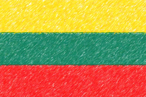 Flag of Lithuania background o texture, color pencil effect. — Stock Photo, Image
