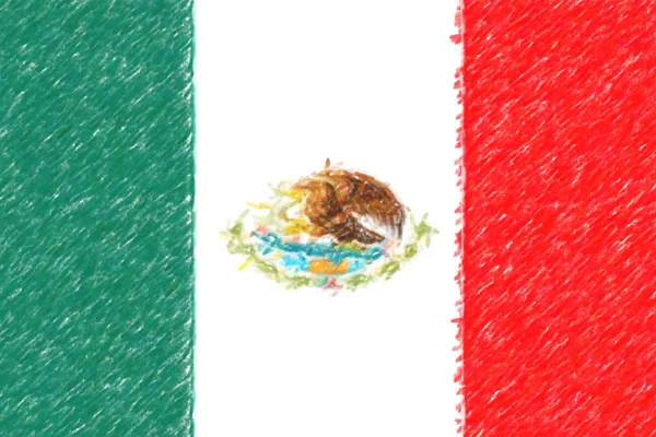 Bandera de México fondo o textura, efecto lápiz de color . — Foto de Stock