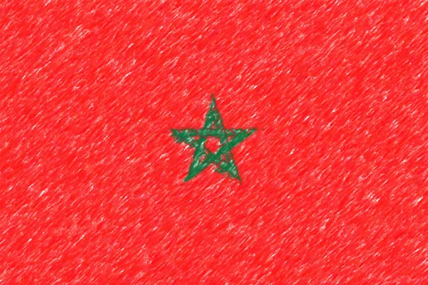 Bandera de Marruecos fondo o textura, efecto lápiz de color . — Foto de Stock