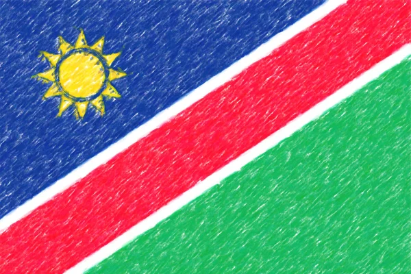 Vlajka Nambia pozadí o textury, barevná tužka efekt. — Stock fotografie