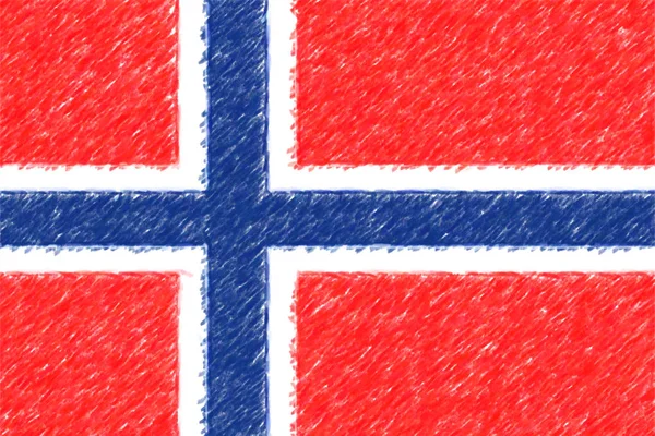 Flagge von Norwegen Hintergrund o Textur, Farbstift-Effekt. — Stockfoto