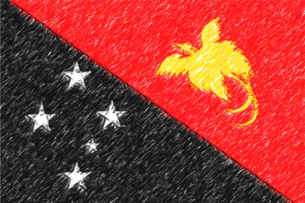 Flagge von Papua Neuguinea Hintergrund o Textur, Farbe Bleistift effe — Stockfoto