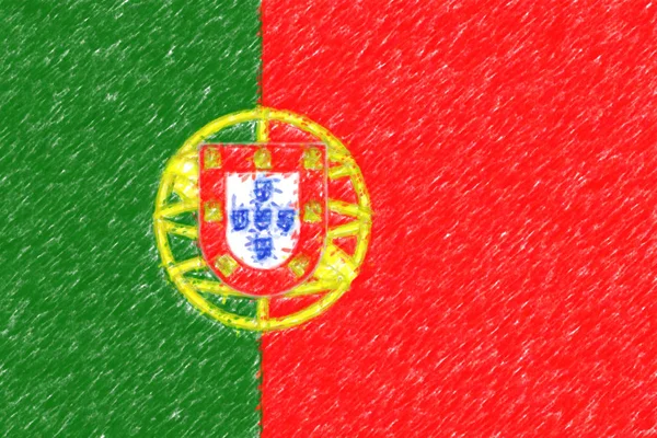 Flaga Portugalii o tekstura, efekt ołówek koloru. — Zdjęcie stockowe