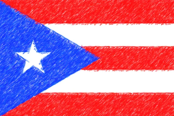 Flag of Puerto Rico background o texture, color pencil effect. — Stock Photo, Image