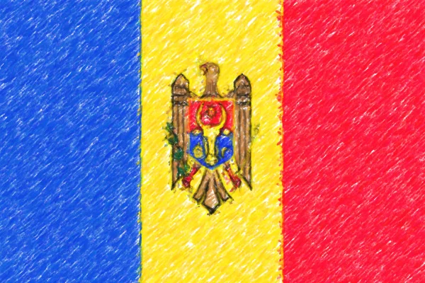 Flag of Republic of Moldova background o texture, color pencil e — Stock Photo, Image