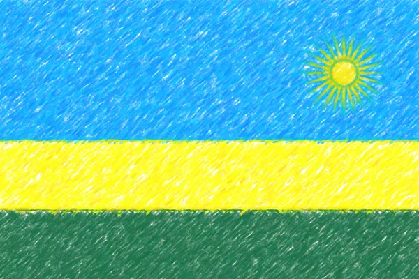 Flag of Rwanda background o texture, color pencil effect. — Stock Photo, Image