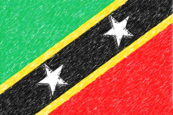 Saint Kitts & Nevis háttér o textúra, színes ceruza e zászlaja — Stock Fotó