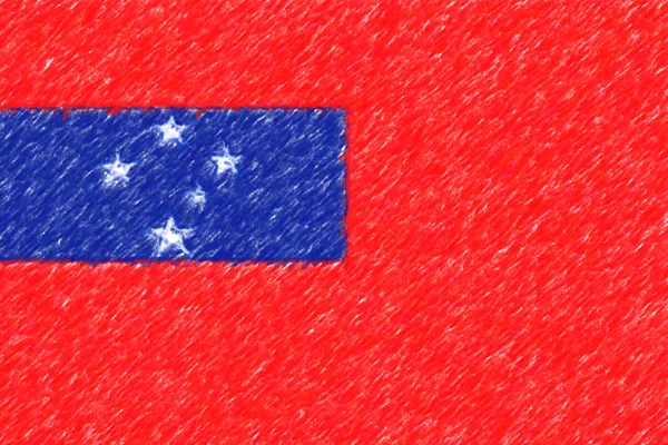 Flagga av Samoa o bakgrundsstruktur, färg penna effekt. — Stockfoto