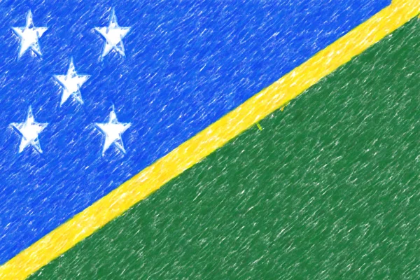 Flag of Solomon Islands background o texture, color pencil effec — Stock Photo, Image