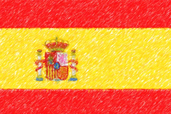 Flaga Hiszpanii o tekstura, efekt ołówek koloru. — Zdjęcie stockowe