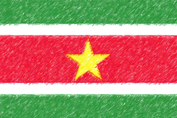 Bandera de Surinam fondo o textura, efecto lápiz de color . — Foto de Stock