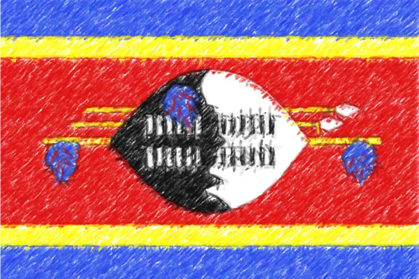 Flagge von Swasiland Hintergrund o Textur, Farbstift-Effekt. — Stockfoto