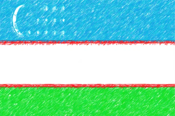 Bandeira do Uzbequistão fundo o textura, efeito lápis de cor . — Fotografia de Stock