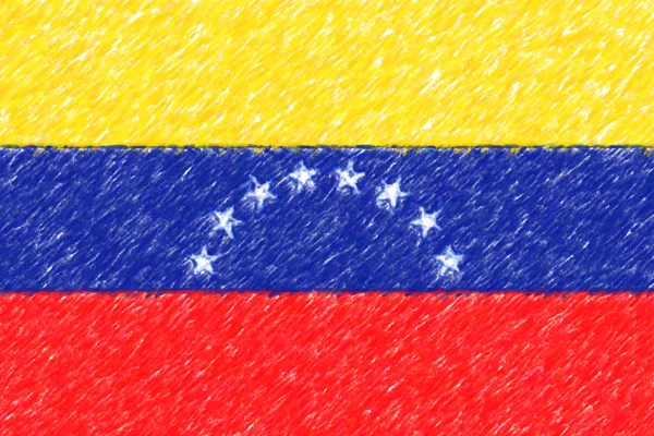 Flag of Venezuela background o texture, color pencil effect. — Stock Photo, Image