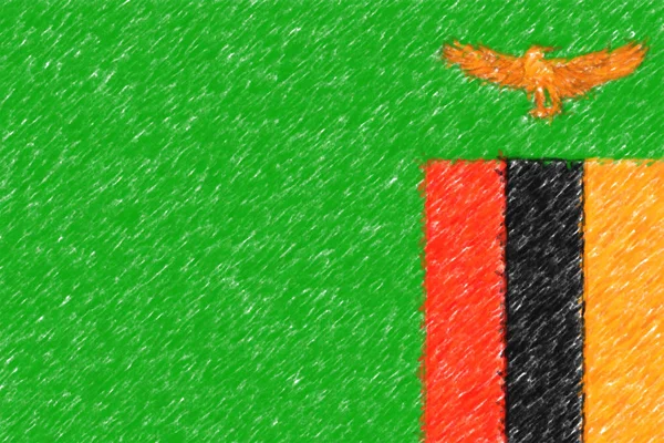 Flagge von Sambia Hintergrund o Textur, Farbstift-Effekt. — Stockfoto