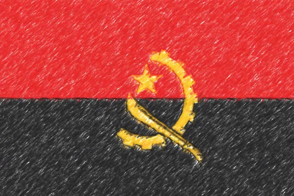 Bandeira de Angola fundo o textura, efeito lápis de cor . — Fotografia de Stock