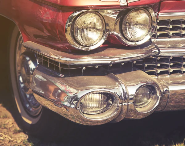 Close up on old vintage car, front light — Stock Photo, Image