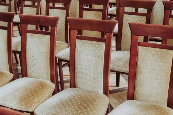 Empty class room, close up on chair, vintage effect — Stock Photo, Image