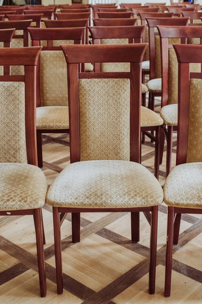 Empty class room, close up on chair, vintage effect — Stock Photo, Image