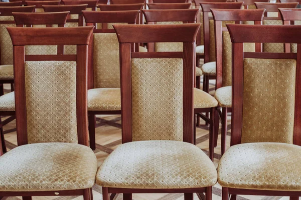 Empty class room, close up on chair, vintage effect — Stock Photo, Image