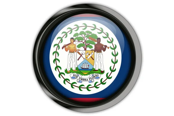 Belize flagga i knappen pin isolerade på vit bakgrund — Stockfoto