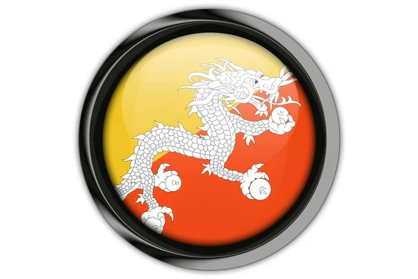 Bhutan flag in the button pin Isolated on White Background — Stock Photo, Image