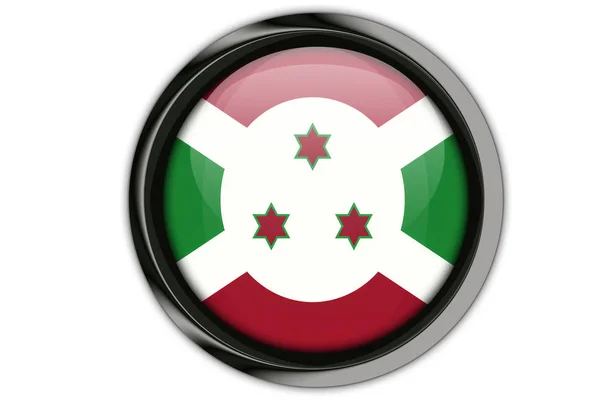 Bandeira do Burundi no pino de botão Isolado no fundo branco — Fotografia de Stock