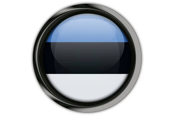 Эстонский флаг в значке кнопки Изолированный на белом фоне — стоковое фото