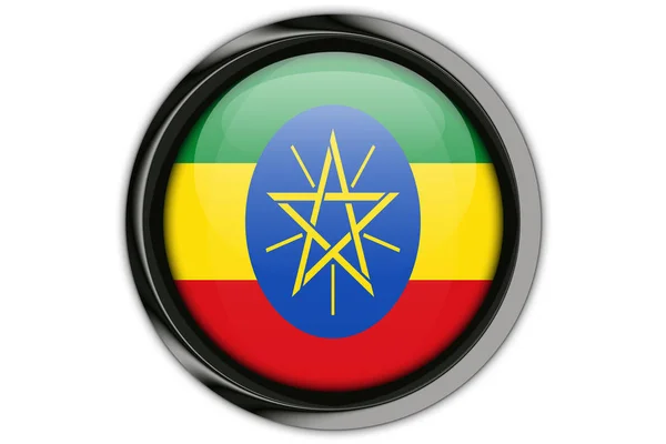 Bandiera Etiopia nel perno pulsante Isolato su sfondo bianco — Foto Stock