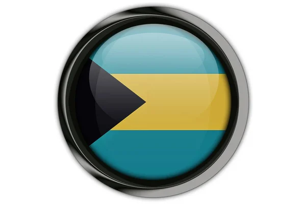 Bandiera Bahamas nel pin pulsante Isolato su sfondo bianco — Foto Stock
