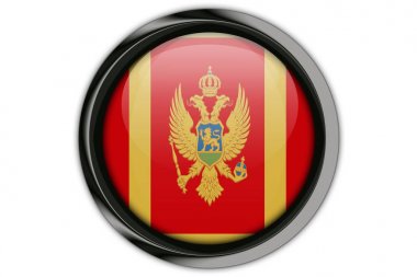 Karadağ bayrağı düğmesini PIN Isolated beyaz arka plan üzerinde
