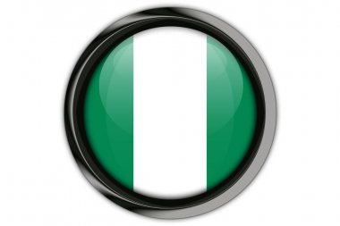 Nijerya bayrak düğmesini PIN Isolated beyaz arka plan üzerinde