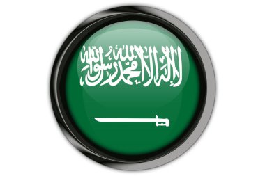 Suudi Arabistan bayrağı düğmesini PIN Isolated beyaz arka plan üzerinde